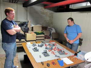 Colin and Anthony prep the field of war!