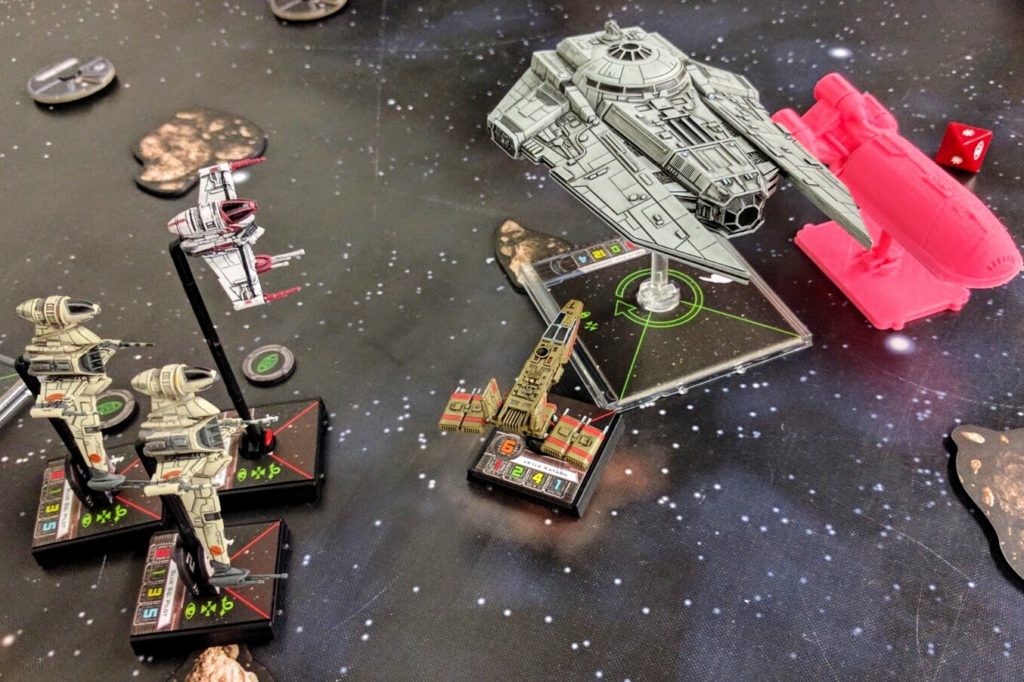 A Decimator shields a VIP Shuttle from Rebel scum attackers.